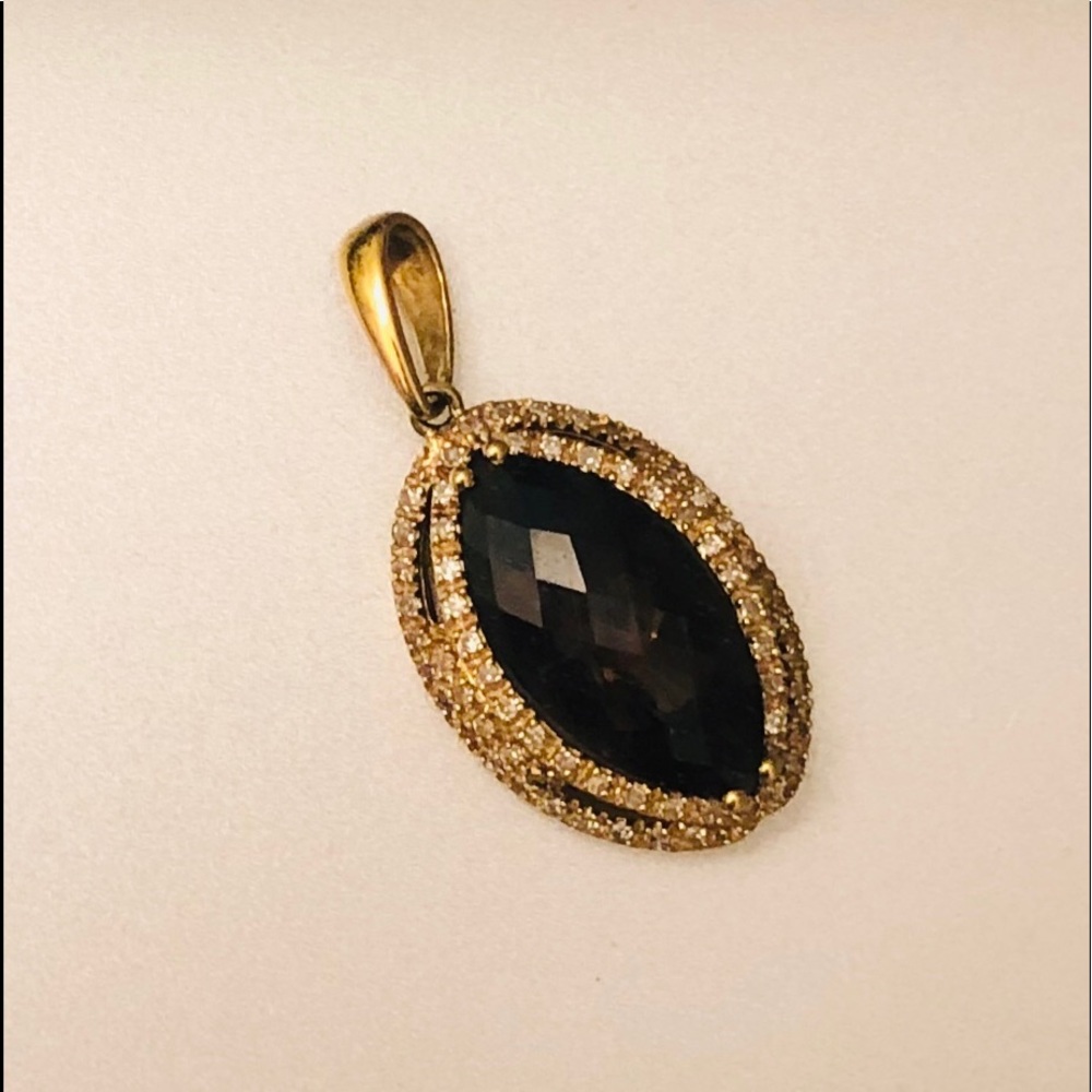 Effy 14k Gold Smokey Quartz and Diamond Necklace